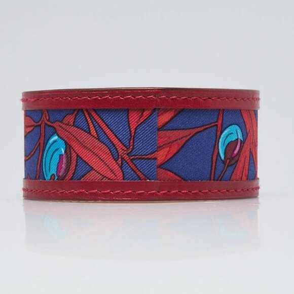 Hermes Red Leather and Silk Bracelet - Picture 4 of 6